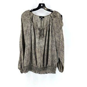 AGB Women's Long Sleeve Lightweight Animal Striped Print Top Shirt Blouse Size M